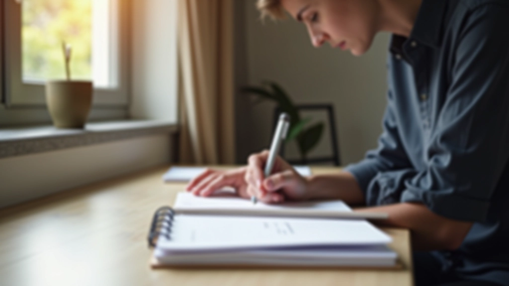 Persoon kijkt naar agenda en to-do lijst, concentratie op planning, zittend aan bureau