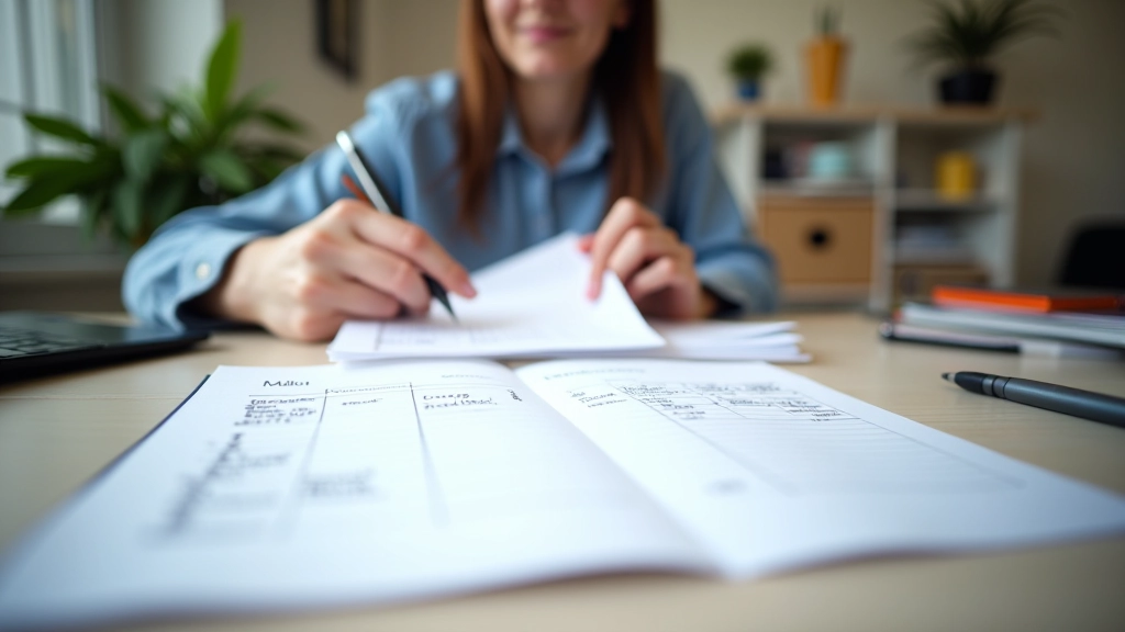 Stap-voor-stap routine optimalisatie proces diagram met handgeschreven aantekeningen, dagplanner en motivatie tracking systeem