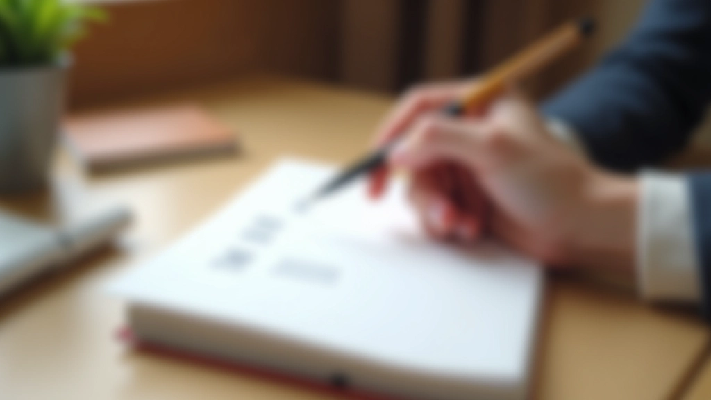 Hand schrijft drie prioriteiten op in notitieboekje met pen